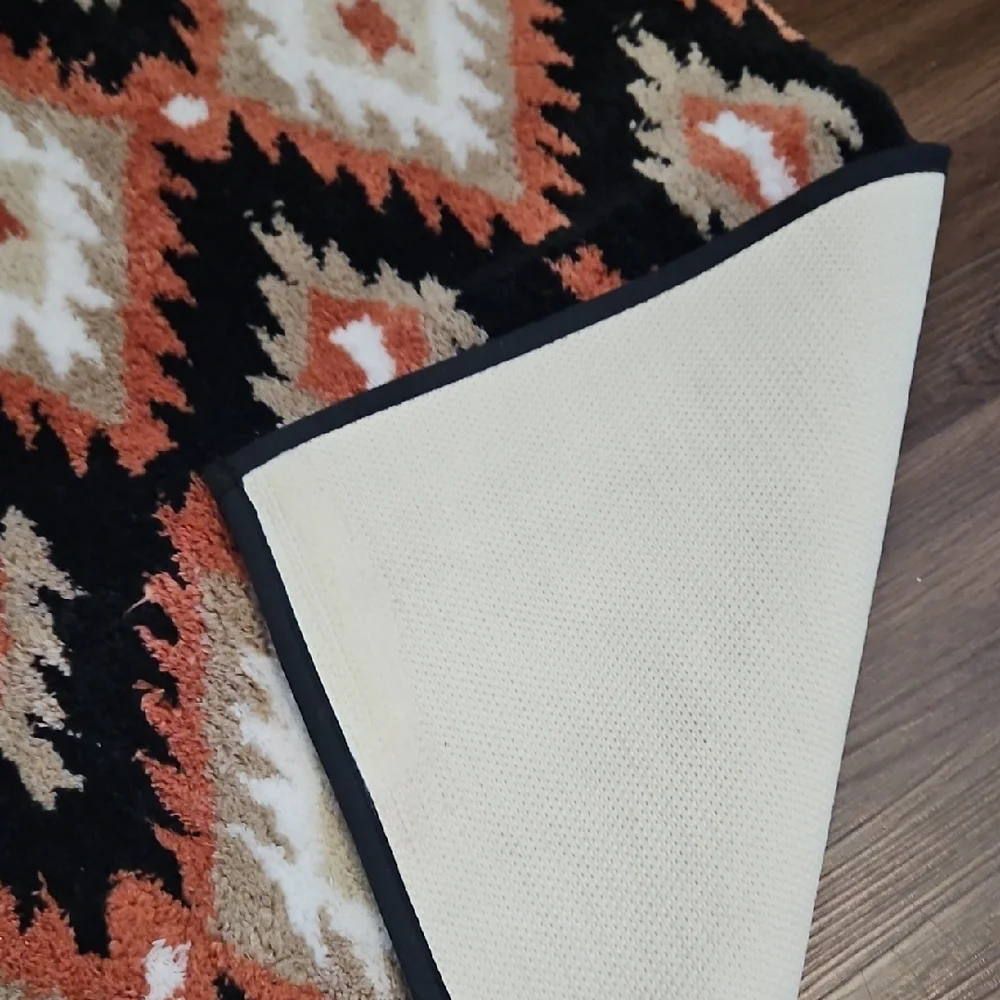 Wrangler Black And Coral Aztec Bath Mat NWT
